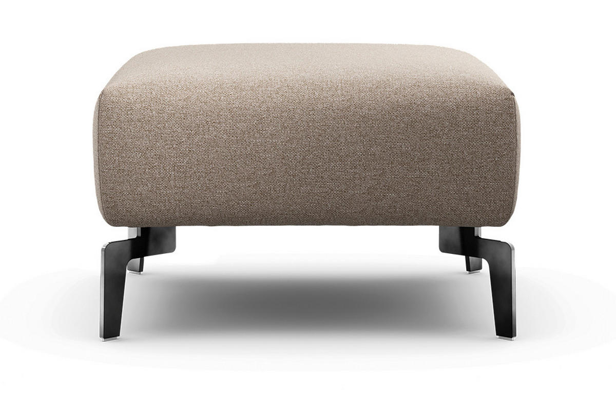 HOCKER in Textil Sandfarben  - Sandfarben/Schwarz, Design, Textil/Metall (70/70/46cm) - SENSOO