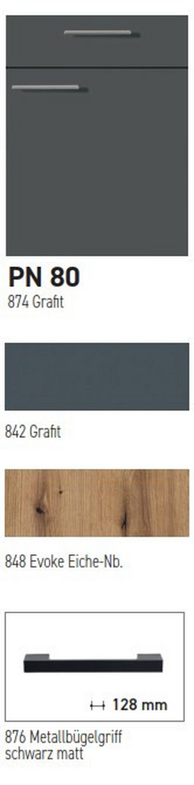 KÜCHENLEERBLOCK PN 80 250 cm  in Graphitfarben, Eichefarben  - Eichefarben/Schwarz, Design, Holzwerkstoff/Metall (250cm) - Pino