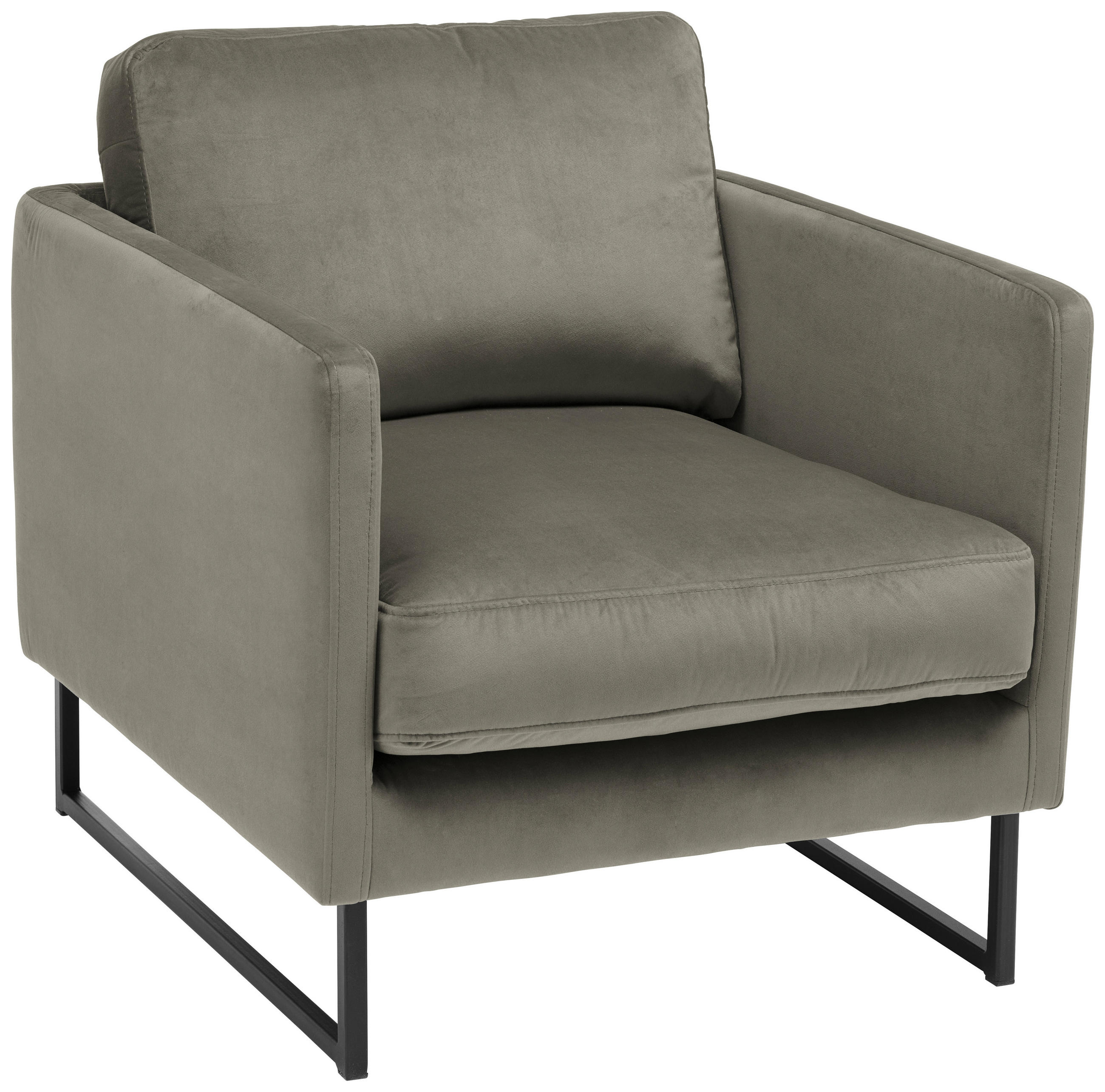 SESSEL in Samt Grau - Schwarz/Grau, Design, Textil/Metall (72/78/84cm) - Carryhome