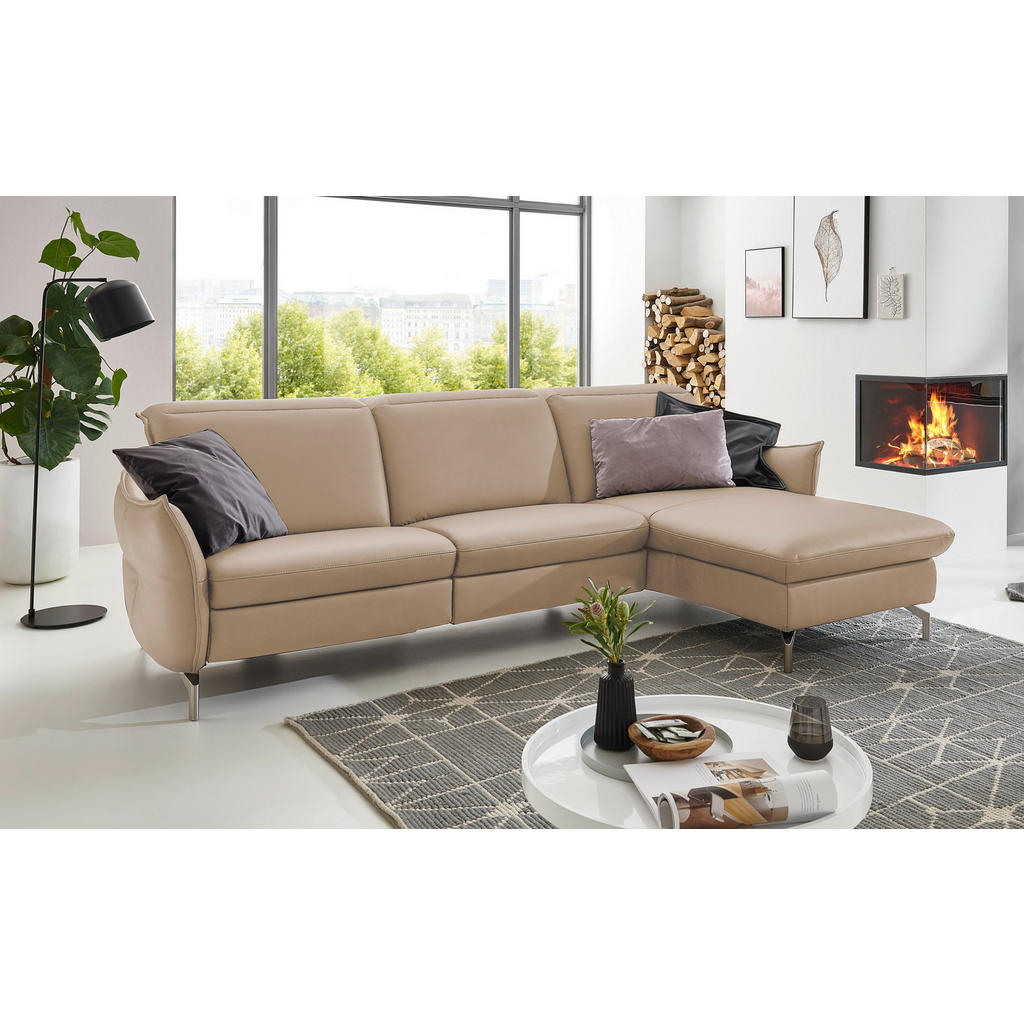 Thumbnail - Livetastic Ecksofa, Sand, Textil, 4-Sitzer, Ottomane rechts, L-Form, 263x179 cm, Hocker erhältlich, Armteil links, recht...
