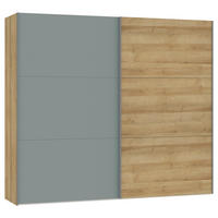 SCHWEBETÜRENSCHRANK 253/220/65 cm 2-türig Eichefarben, Salbeigrün  - Eichefarben/Salbeigrün, Design, Holzwerkstoff/Metall (253/220/65cm) - Jutzler