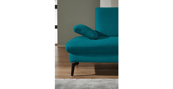 ECKSOFA in Chenille, Mikrofaser Petrol 299/157 cm - Petrol/Schwarz, Design, Textil/Metall (299/157cm) - Dieter Knoll