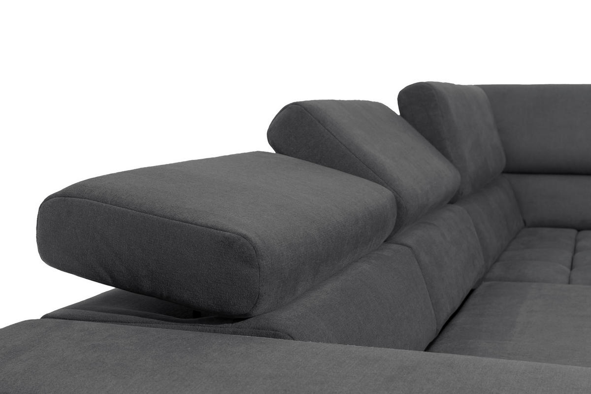 ECKSCHLAFSOFA in Braun Textil   - Schwarz/Braun, Design, Holz/Textil (307/201cm) - Livetastic