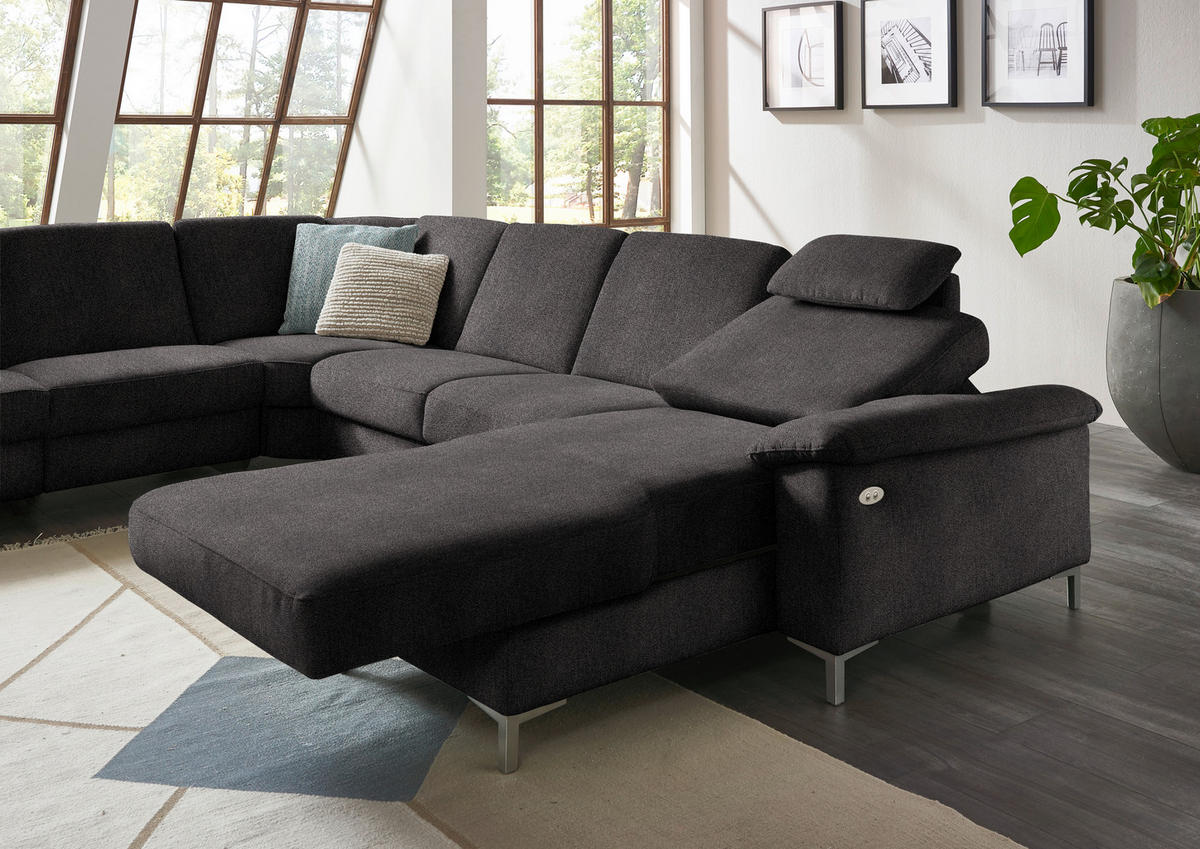 WOHNLANDSCHAFT in Chenille Graubraun  - Graubraun/Alufarben, Design, Textil/Metall (265/333/170cm) - Dieter Knoll