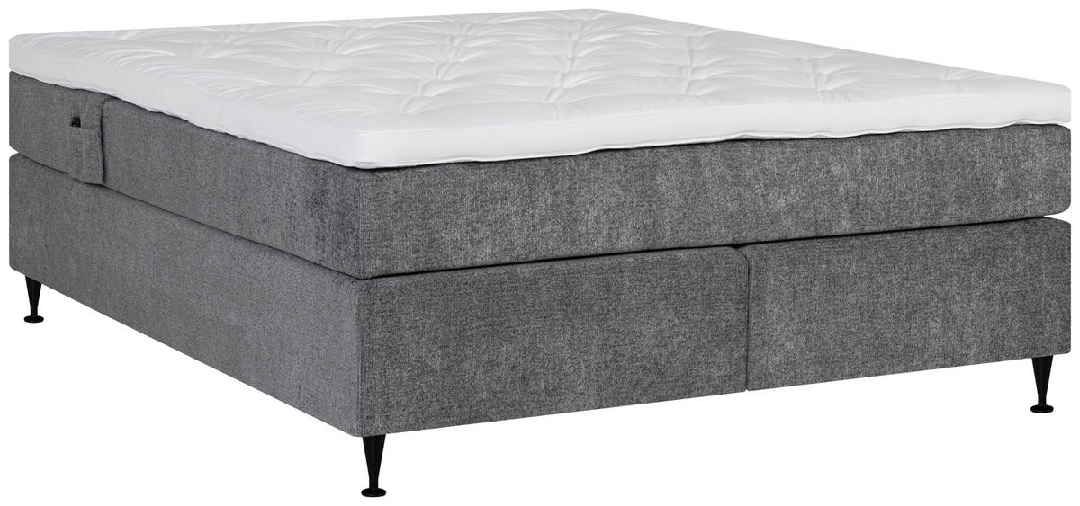 KONTINENTALSÄNG 180/200 cm  i mörkgrå  - mörkgrå/svart, Klassisk, metall/trä (180/200cm) - Ambiente