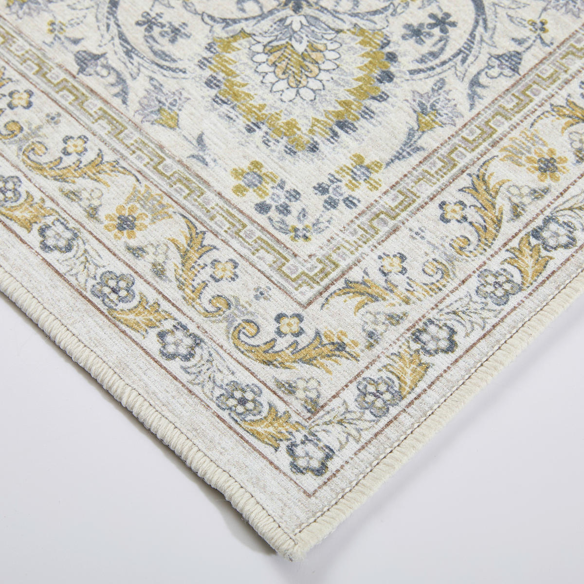 VINTAGE-TEPPICH 130/190 cm Leo Creme, Gelb, Pastellblau  - Pastellblau/Gelb, Design, Kunststoff/Textil (130/190cm) - Novel