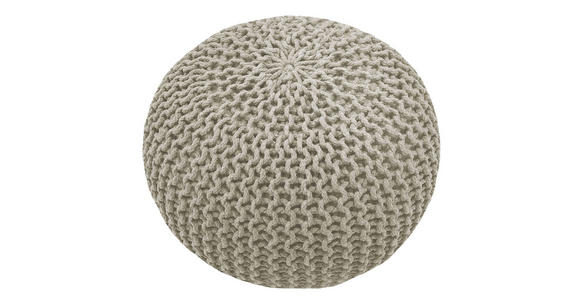 POUF Textilgeflecht Uni Grau 55/55/35 cm  - Creme/Grau, Trend, Textil (55/55/35cm) - Linea Natura