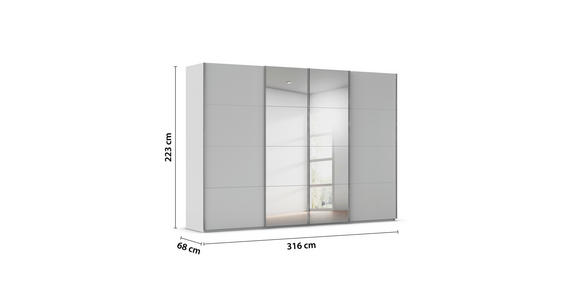 SCHWEBETÜRENSCHRANK  in Seidengrau  - Chromfarben/Seidengrau, Design, Holzwerkstoff/Metall (316/223/68cm) - Novel
