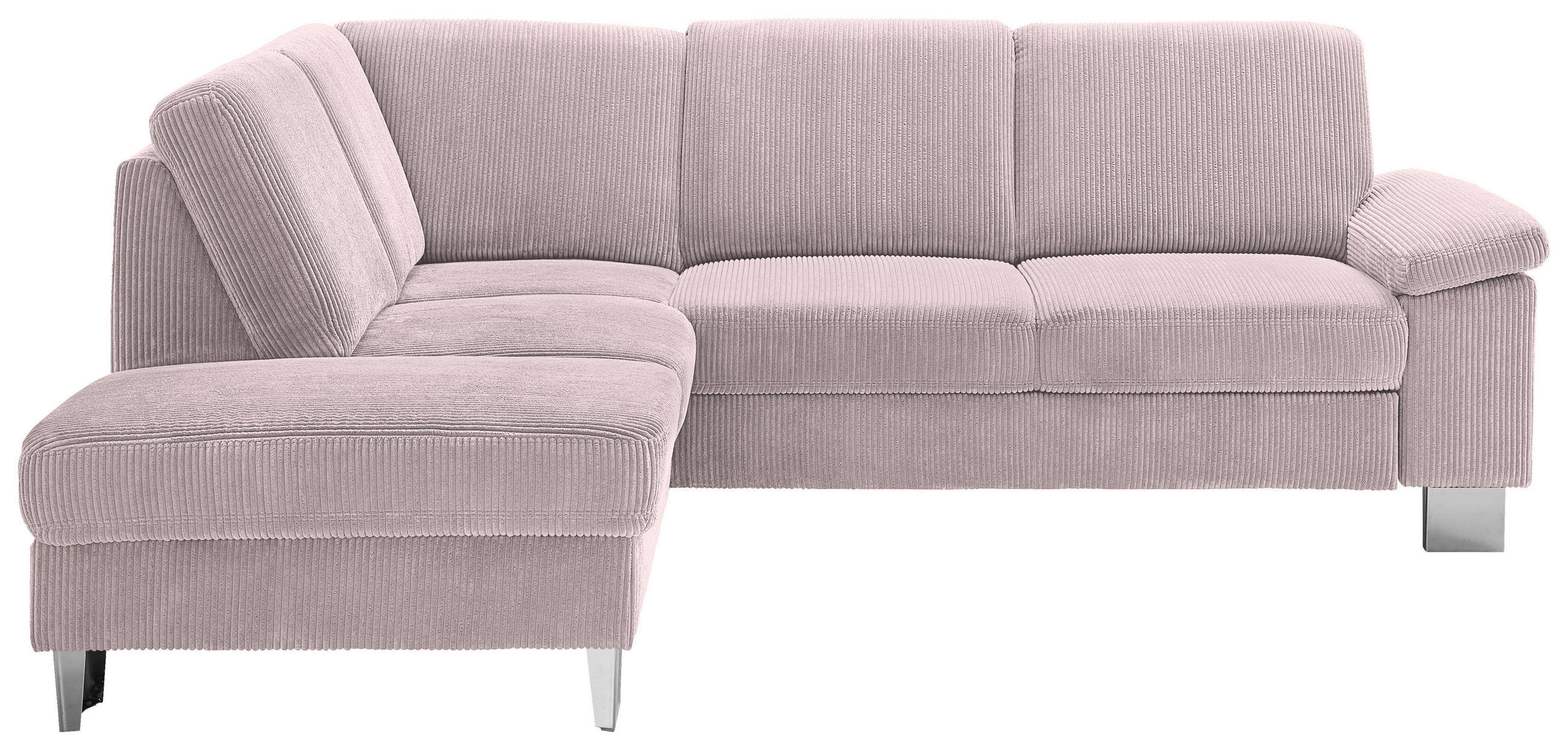 ECKSOFA in Cord Altrosa  - Edelstahlfarben/Altrosa, Konventionell, Textil/Metall (200/248cm) - Beldomo System