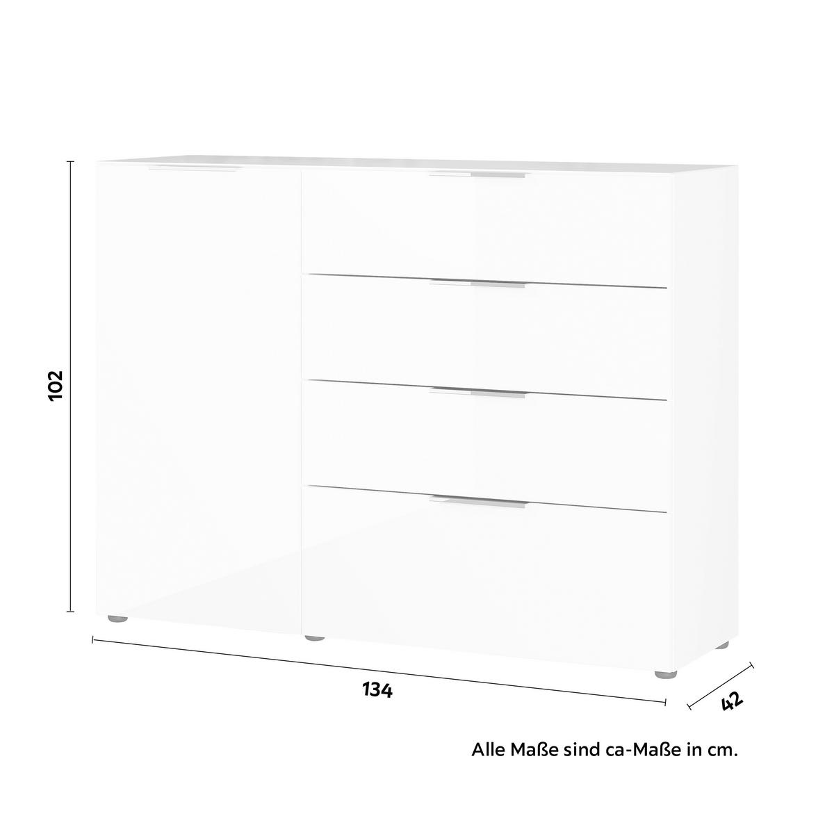 TÁLALÓSZEKRÉNY 134/102/42 cm  - krómszínű/fekete, Modern, műanyag/faalapú anyag (134/102/42cm) - Premium Living