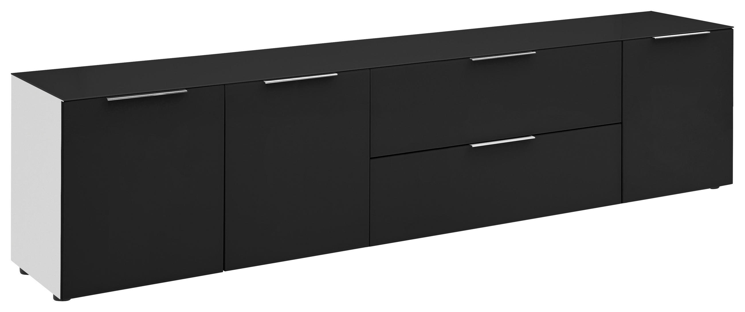 LOWBOARD Anthrazit, Weiß - Anthrazit/Schwarz, Design, Glas/Holzwerkstoff (225,5/53,9/40cm)