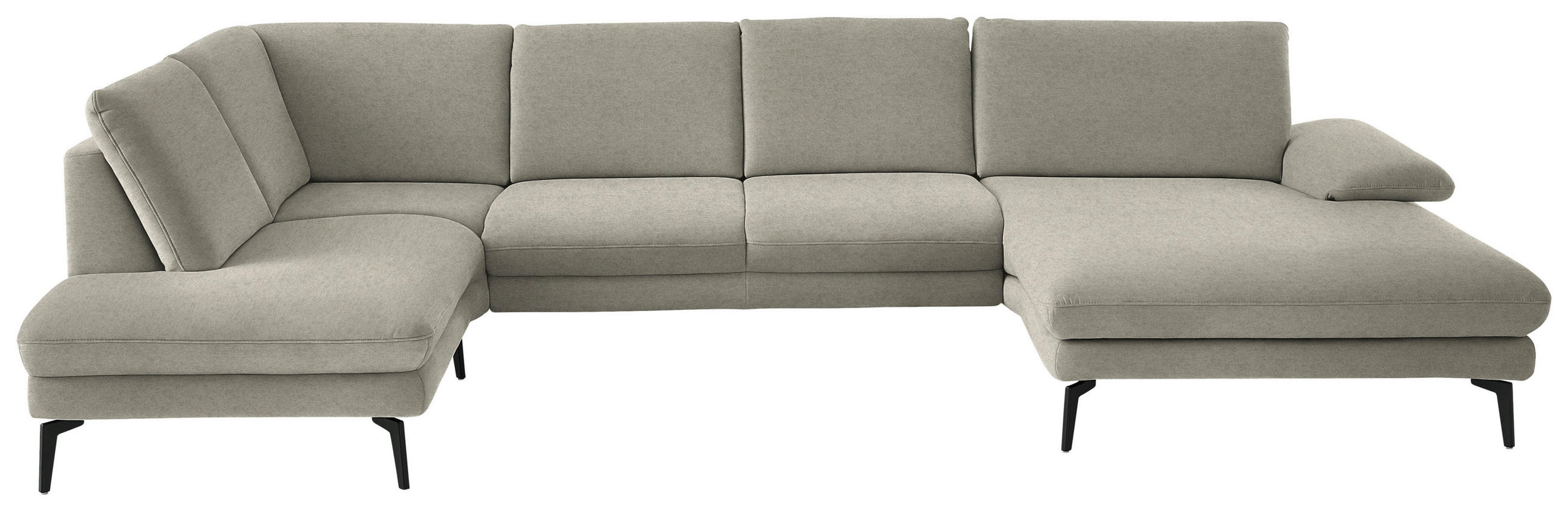 WOHNLANDSCHAFT  in Chenille, Flachgewebe Greige  - Greige/Schwarz, Design, Textil/Metall (208/344/180cm) - Dieter Knoll