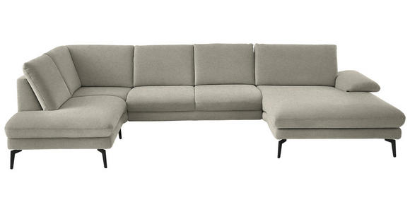 WOHNLANDSCHAFT  in Chenille, Flachgewebe Greige  - Greige/Schwarz, Design, Textil/Metall (208/344/180cm) - Dieter Knoll