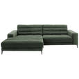 ECKSOFA Badia in Cord Olivgrün  207/296 cm  - Schwarz/Olivgrün, Design, Textil/Metall (207/296cm) - Dieter Knoll