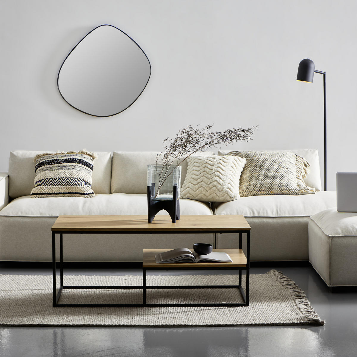Couchtisch Sun in Metall, Holzwerkstoff 110/60/45 cm  - Eichefarben/Schwarz, Modern, Holzwerkstoff/Metall (110/60/45cm) - MID.YOU