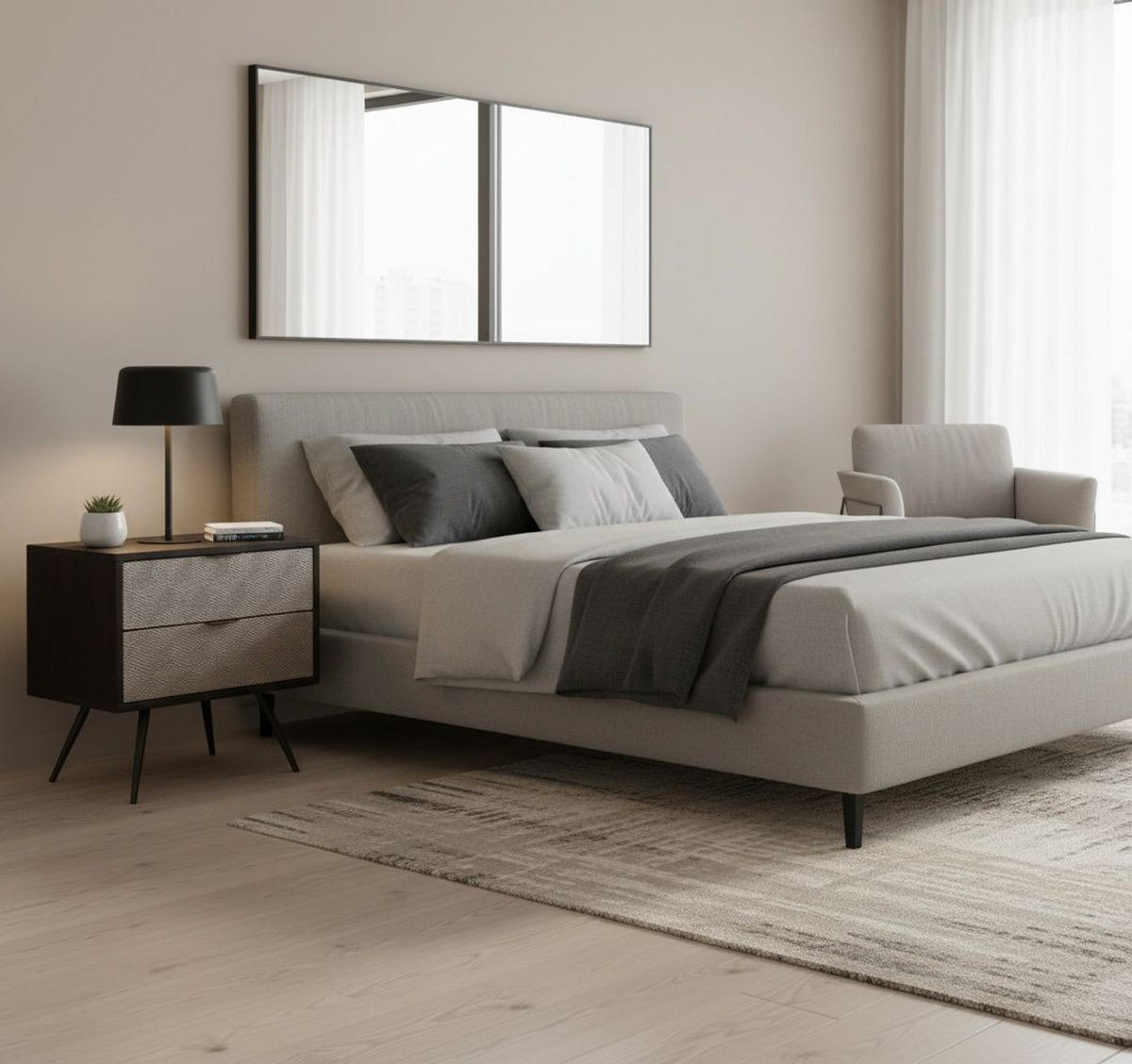 NACHTKÄSTCHEN 40/50/35 cm  in Hartholz Mangoholz Walnussfarben  - Walnussfarben/Schwarz, MODERN, Holz/Holzwerkstoff (40/50/35cm) - MID.YOU