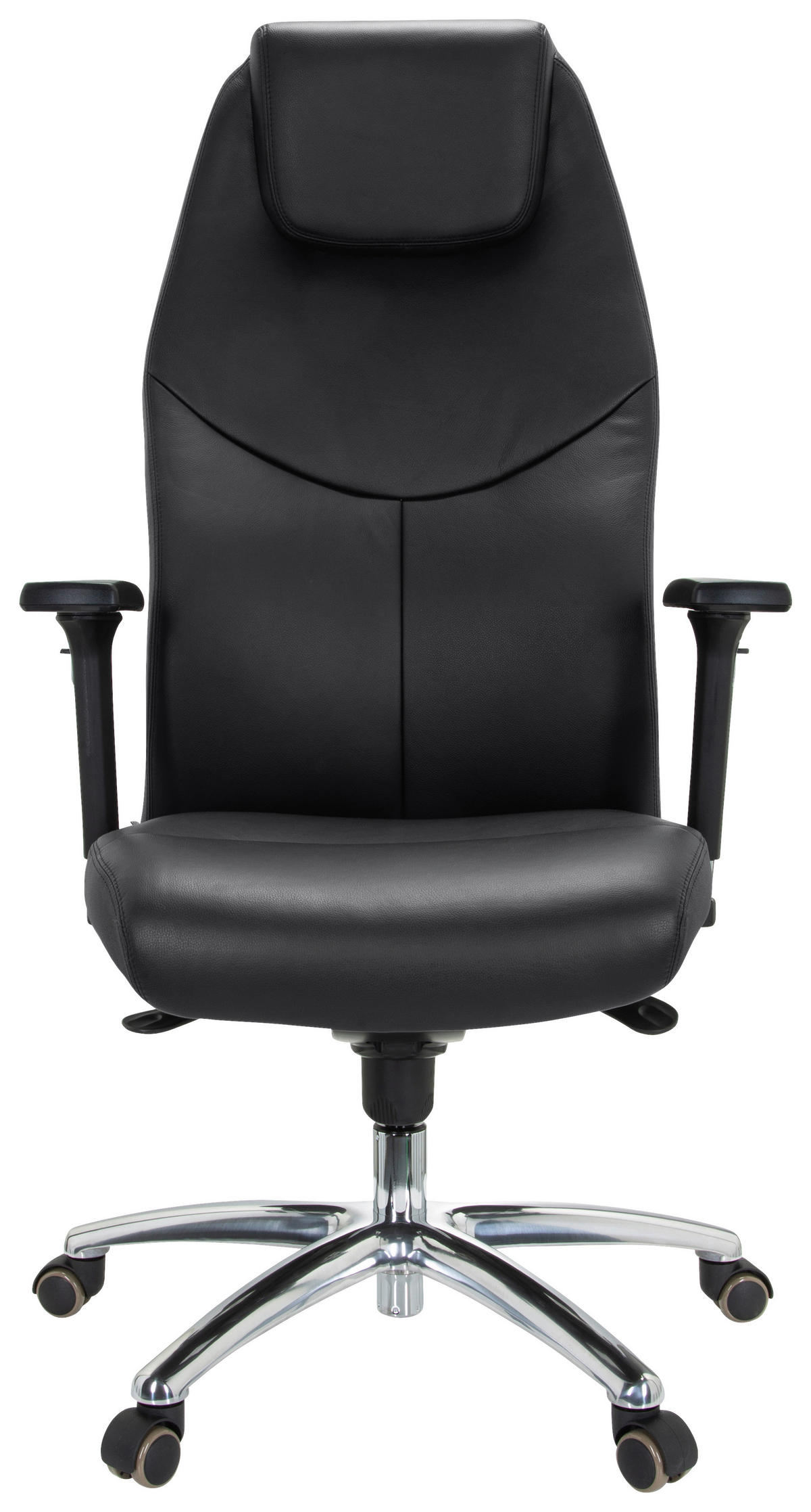 CHEFSESSEL Schwarz  - Silberfarben/Schwarz, Basics, Leder/Kunststoff (70/126/70cm) - MID.YOU