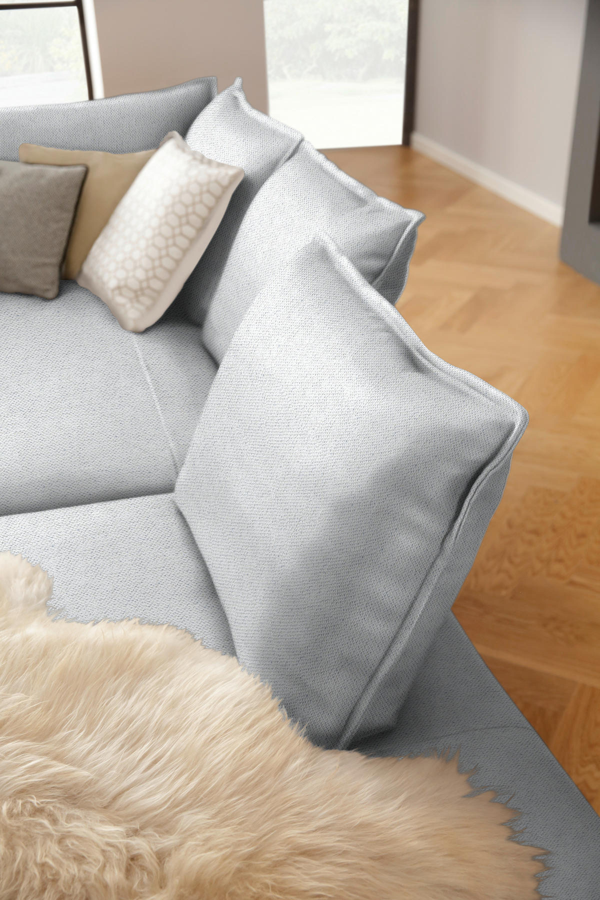 ECKSOFA in Webstoff Hellgrau  - Hellgrau/Schwarz, Modern, Textil/Metall (340/272cm) - W.Schillig