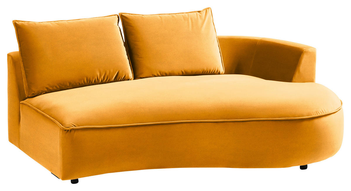 BIGSOFA Samt Currygelb  - Currygelb/Schwarz, Design, Kunststoff/Textil (154/82/322cm) - home24