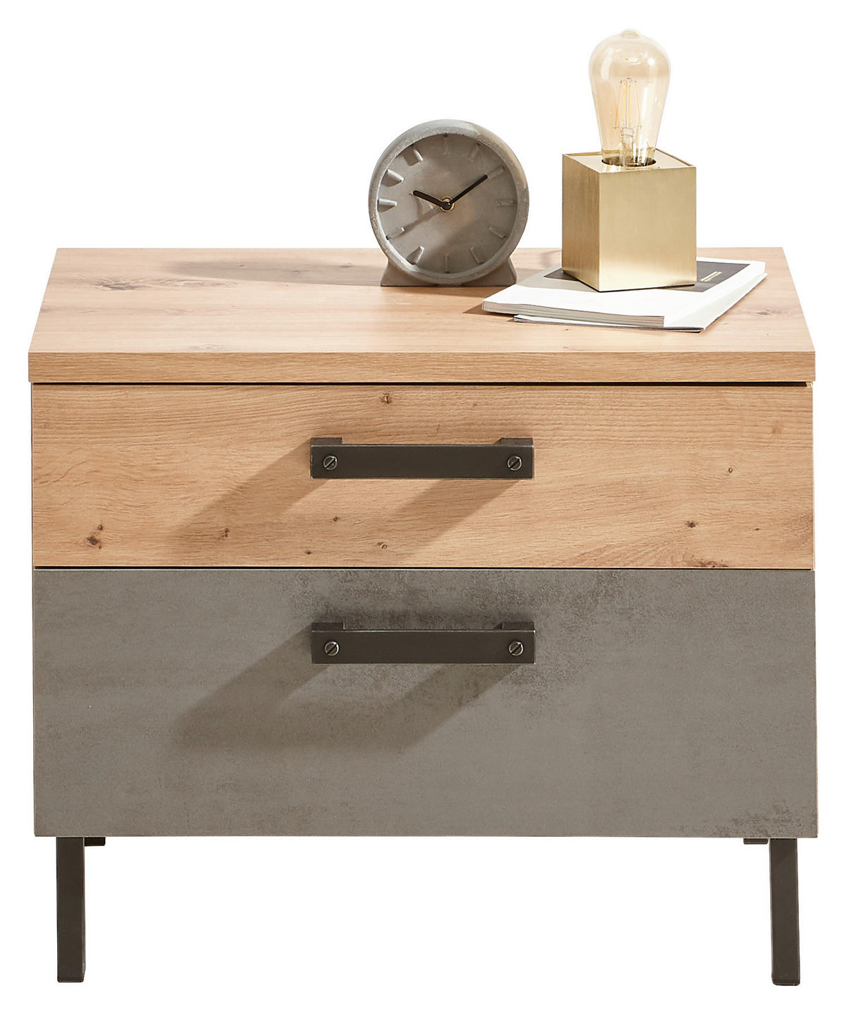 NACHTSCHRANK  - Anthrazit/Eiche Artisan, LIFESTYLE, Holzwerkstoff/Metall (58/46/38cm) - Ti'me