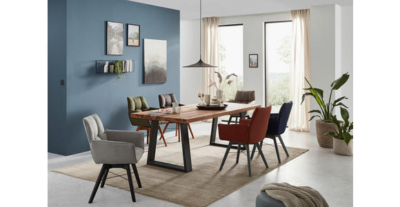 ESSTISCH in Holz, Metall 220/100/76 cm  - Wildeiche/Anthrazit, Design, Holz/Metall (220/100/76cm) - Waldwelt