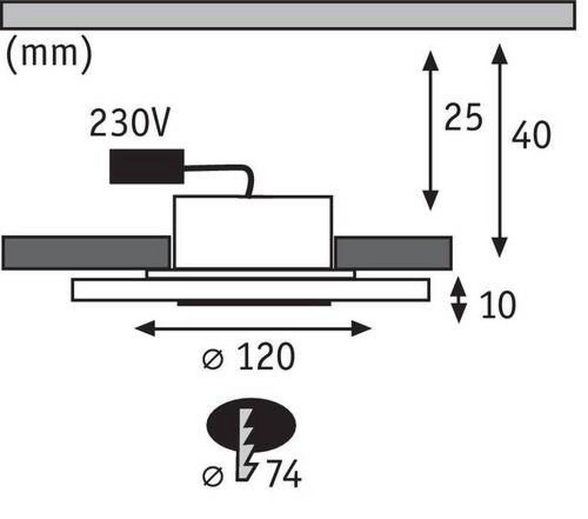 LED-DECKENLEUCHTE 12 cm  - Basics, Metall (12cm) - Paulmann