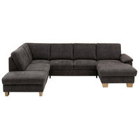 WOHNLANDSCHAFT Mikrofaser Grau  - Eichefarben/Beige, Konventionell, Holz/Textil (235/316/167cm) - Beldomo System