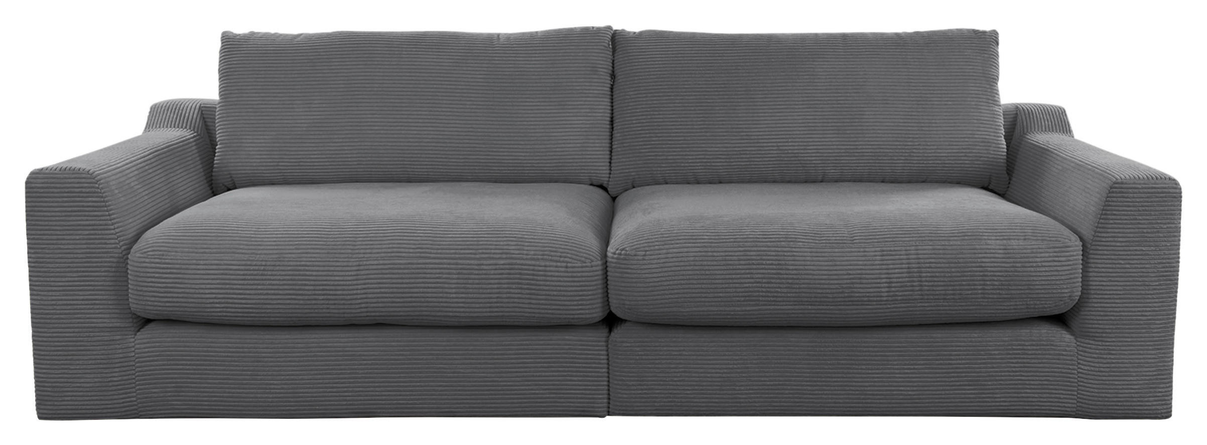 BIGSOFA in Cord Grau  - Schwarz/Grau, Design, Kunststoff/Textil (276/90/109cm) - Sit & More