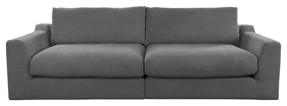 BIGSOFA in Cord Grau  - Schwarz/Grau, Design, Kunststoff/Textil (276/90/109cm) - Sit & More