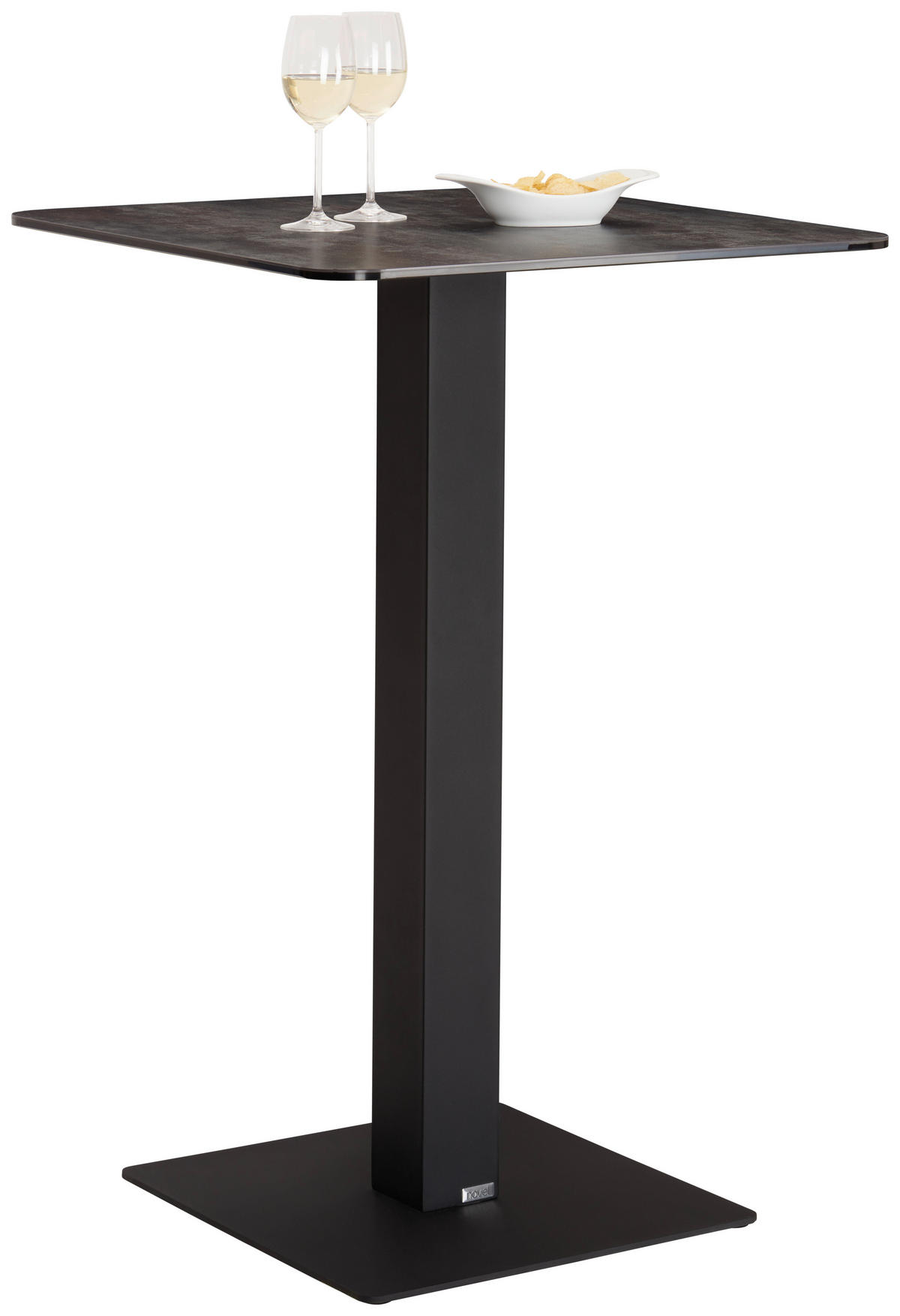 BÁRASZTAL  - fekete, Modern, üveg/fém (70/70/105cm) - Novel