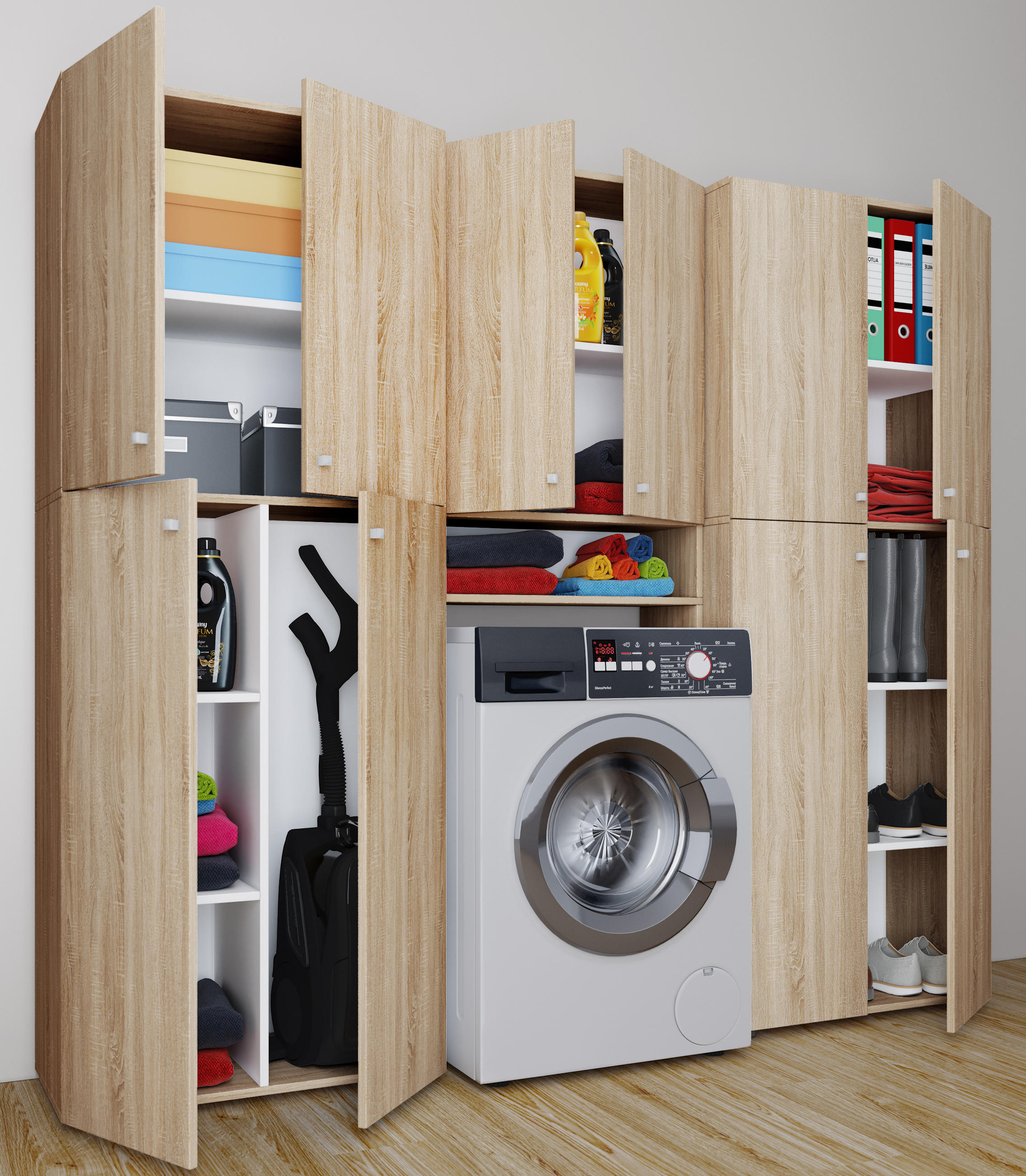 MEHRZWECKSCHRANK 70/182/37 cm  in Eichefarben  - Eichefarben/Weiß, KONVENTIONELL, Holzwerkstoff (70/182/37cm) - MID.YOU