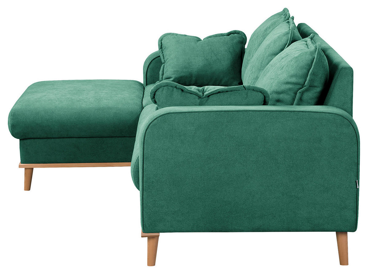 ECKSOFA Beata Mintgrün Mikrofaser  - Wengefarben/Mintgrün, Design, Holz/Textil (150/230cm) - Livetastic