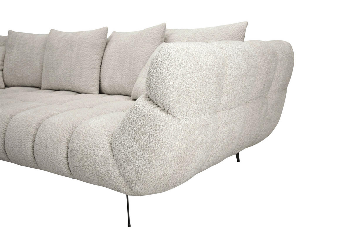 ECKSOFA Elfenbein Bouclé Zierkissen, Rückenkissen, Rücken echt  - Elfenbein/Schwarz, MODERN, Textil/Metall (217/318cm) - Carryhome