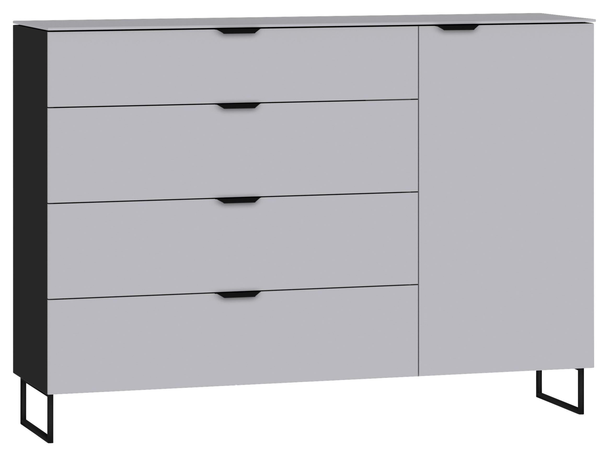 SIDEBOARD 135/98/43 cm  in Schwarz, Hellgrau  - Hellgrau/Schwarz, Design, Glas/Holzwerkstoff (135/98/43cm) - Jutzler