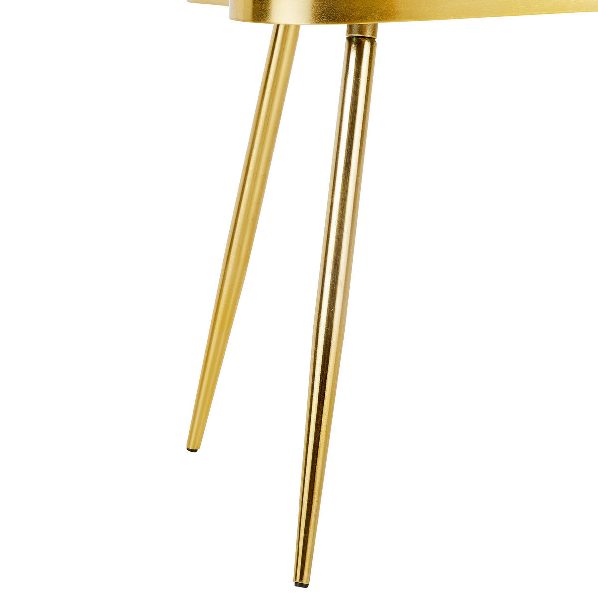 COUCHTISCH 90/50/48 cm formgebogen Messingfarben  - Messingfarben, KONVENTIONELL, Glas/Metall (90/50/48cm) - Livetastic