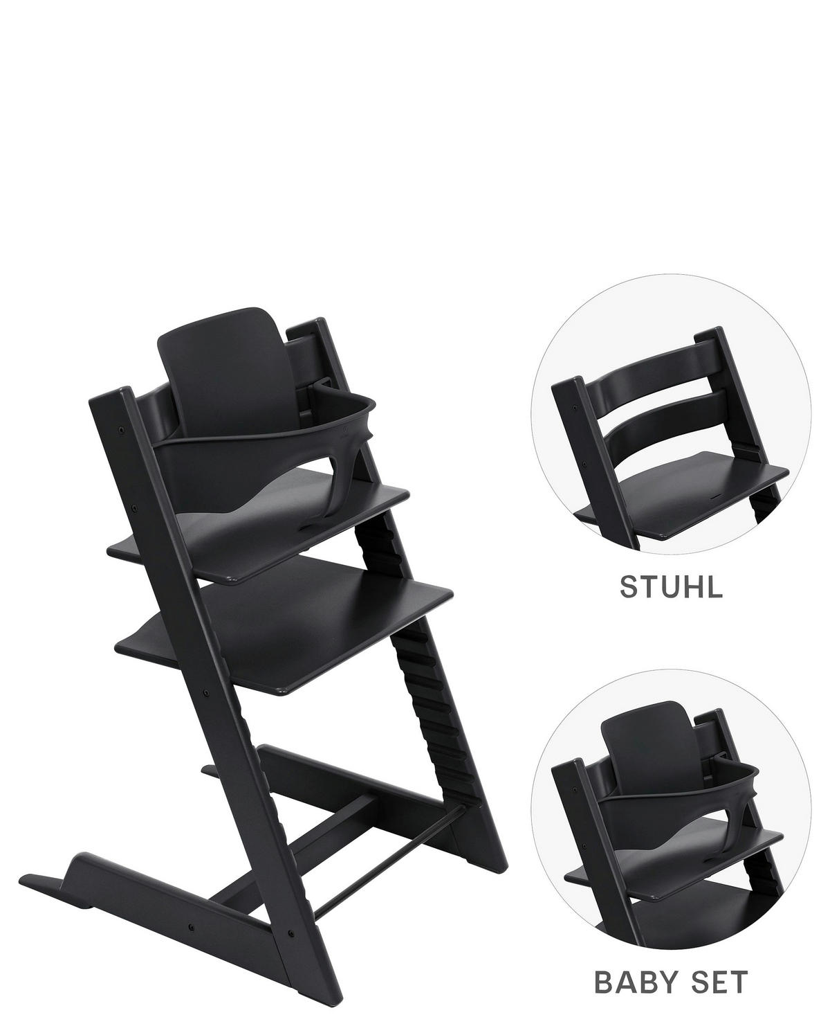 HOCHSTUHL-SET Tripp Trapp Bundles  - Schwarz, Basics, Holz (83/57/46cm) - Stokke