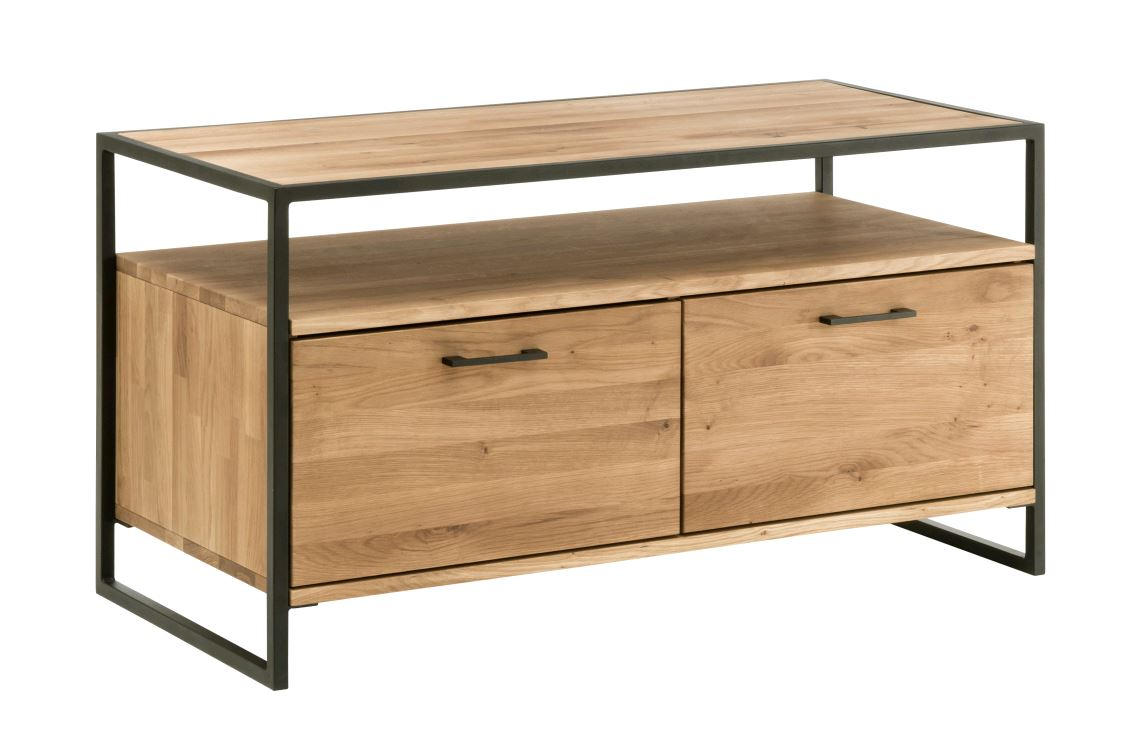 TV-ELEMENT - Eichefarben/Schwarz, Design, Holz/Metall (115/60/52cm) - Linea Natura