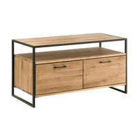 TV-ELEMENT - Eichefarben/Schwarz, Design, Holz/Metall (115/60/52cm) - Linea Natura