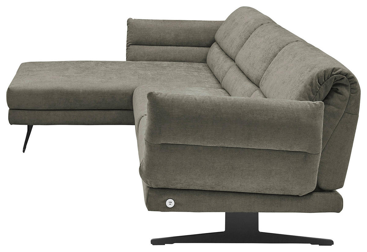 ECKSOFA in Flachgewebe Grün  - Schwarz/Grün, Design, Textil/Metall (176-217/279-327cm) - Dieter Knoll