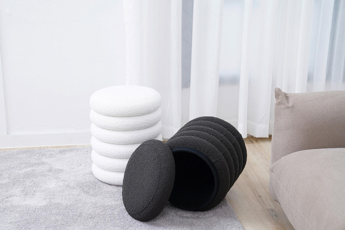 HOCKER in Textil Weiß  - Weiß, MODERN, Textil (38/45/38cm) - Livetastic