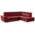 ECKSOFA  in Samt Bordeaux  - Chromfarben/Bordeaux, KONVENTIONELL, Textil/Metall (271/206cm) - Carryhome