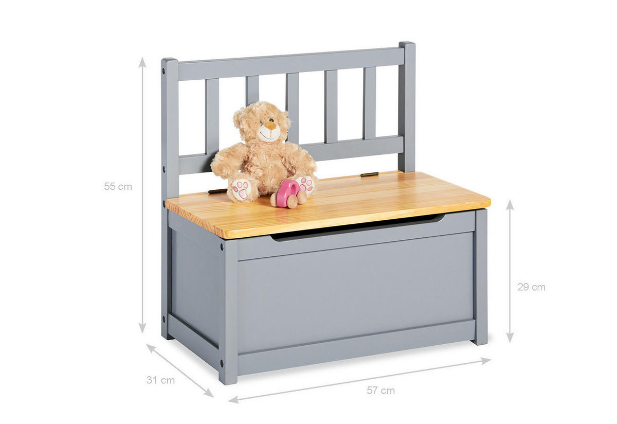 KINDERSITZBANK - Hellgrau/Naturfarben, Basics, Holz (57/31/55cm) - Pinolino
