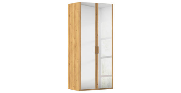 DREHTÜRENSCHRANK 101/223/60 cm 2-türig Eichefarben  - Eichefarben/Silberfarben, Design, Glas/Holzwerkstoff (101/223/60cm) - Novel
