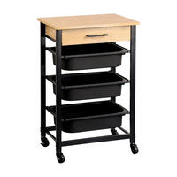 SERVIERWAGEN Schwarz, Eichefarben  - Eichefarben/Schwarz, Trend, Holzwerkstoff/Kunststoff (47/37/81.5cm) - Kesper