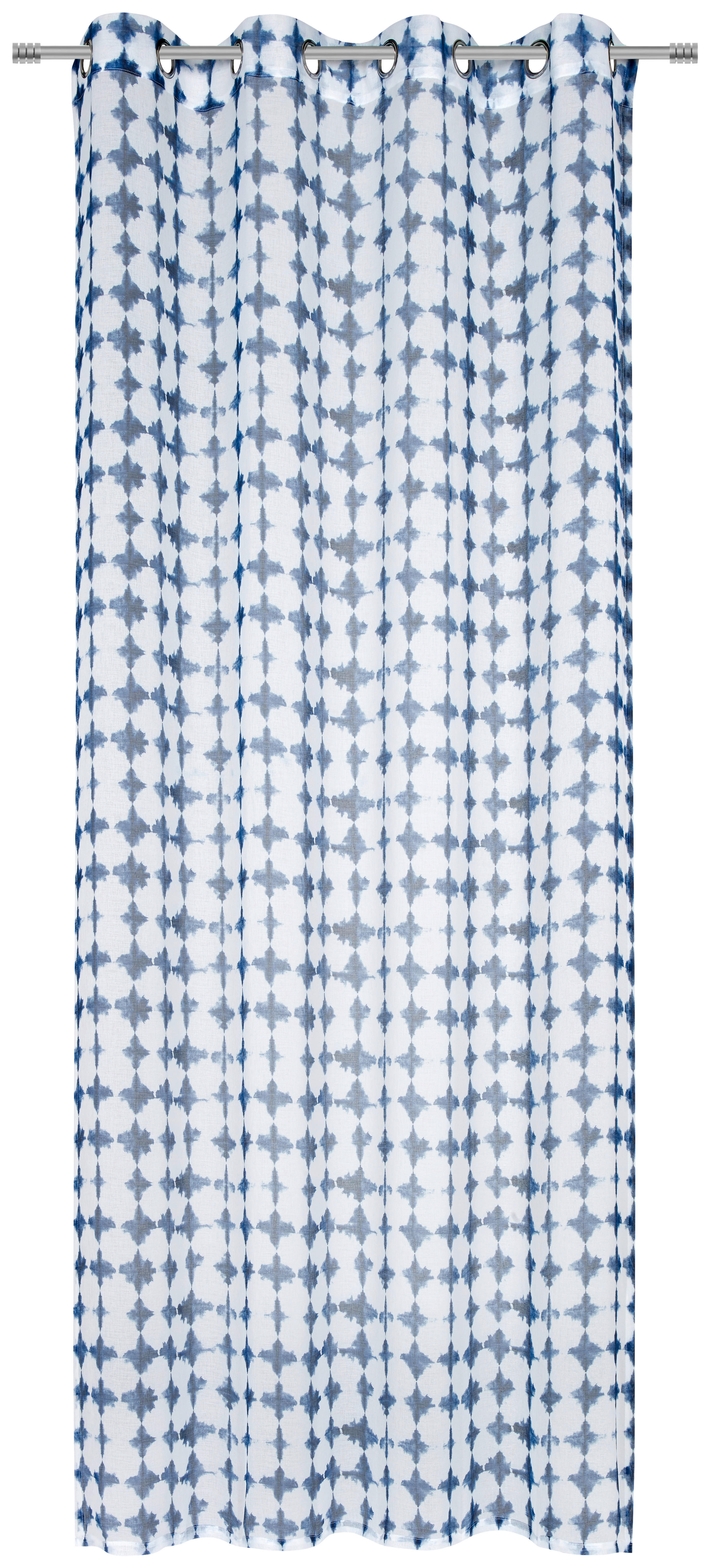 ZAVESA SA KARIKAMA plava, bela - bela/plava, Trendi, tekstil (135/245cm) - Esposa