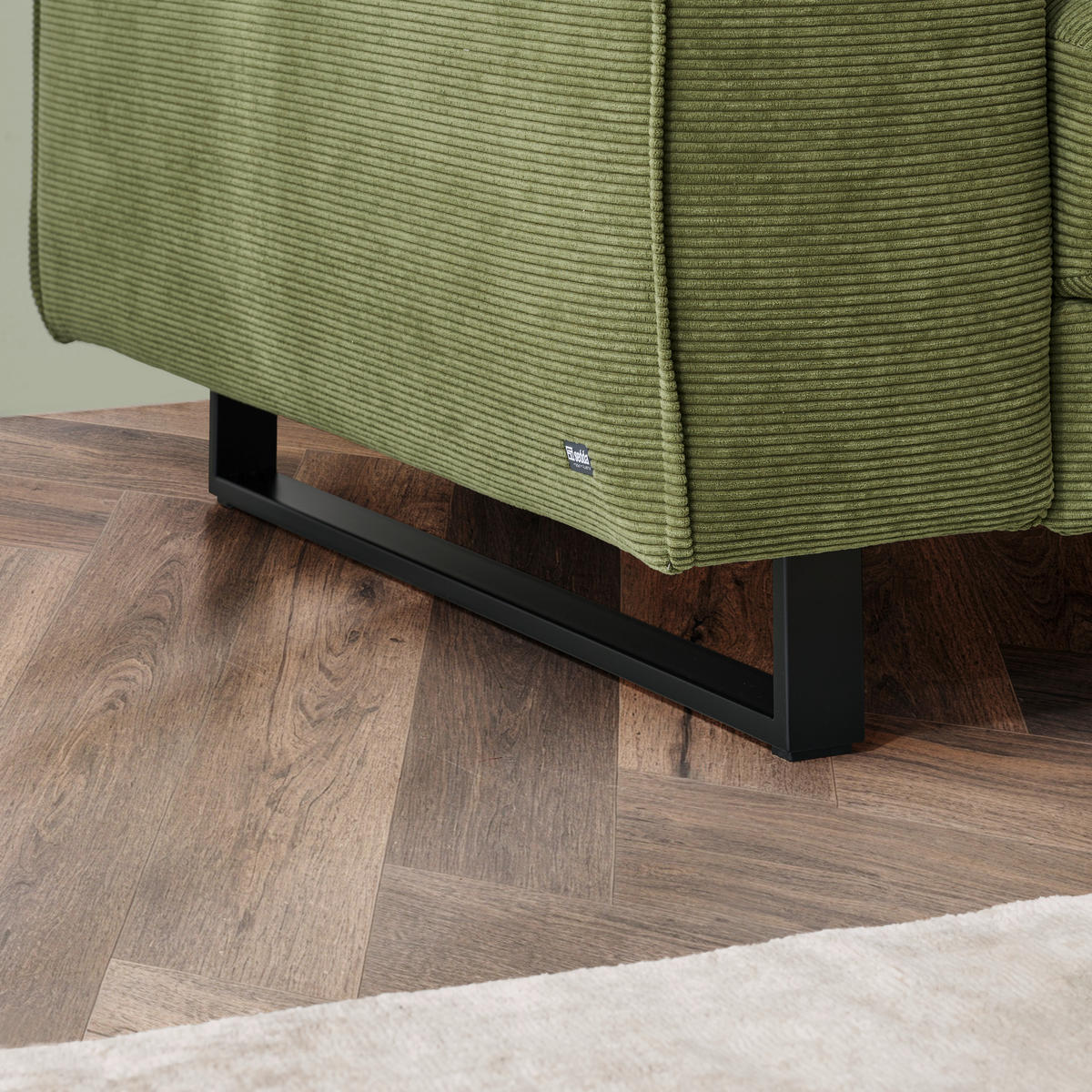 ECKSOFA Cord Olivgrün  - Schwarz/Olivgrün, Design, Textil/Metall (211/314cm) - Sedda