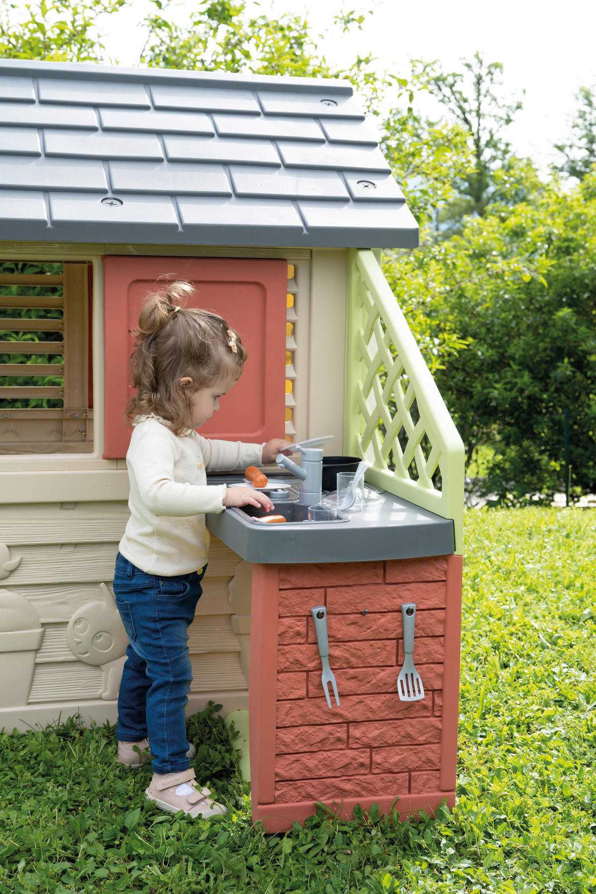 SPIELHAUS  - Salbeigrün, Basics, Kunststoff (23,60/99/114,70cm) - SMOBY