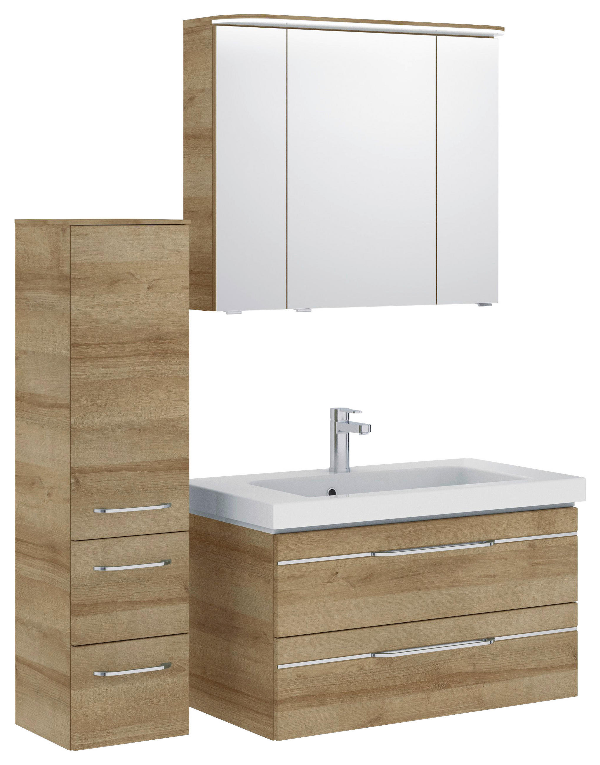 BADEZIMMER in 122 cm - Chromfarben/Eichefarben, KONVENTIONELL, Glas/Holzwerkstoff (122cm) - Pelipal
