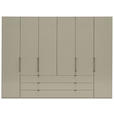 KLEIDERSCHRANK 300/216/58 cm 6-türig  - Schieferfarben/Grau, Design, Glas/Holzwerkstoff (300/216/58cm) - Novel