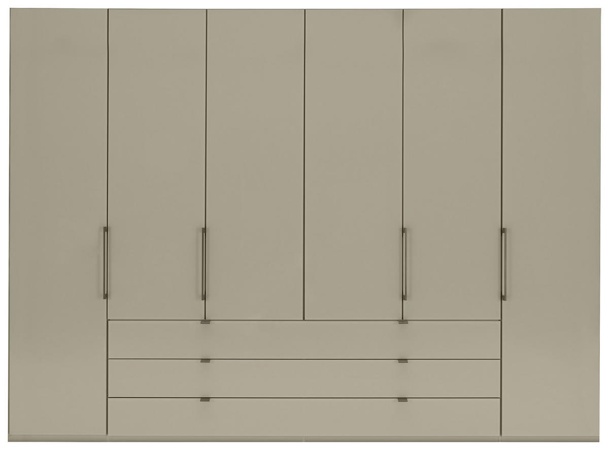 KLEIDERSCHRANK 300/216/58 cm 6-türig  - Schieferfarben/Grau, Design, Glas/Holzwerkstoff (300/216/58cm) - Novel